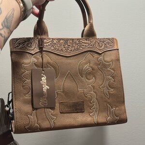 Wrangler Tan Embroidered Satchel